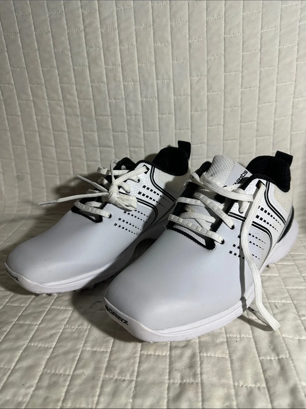 Men's White and Black Molded Baseball Softball Cleats - Lightweight Comfort